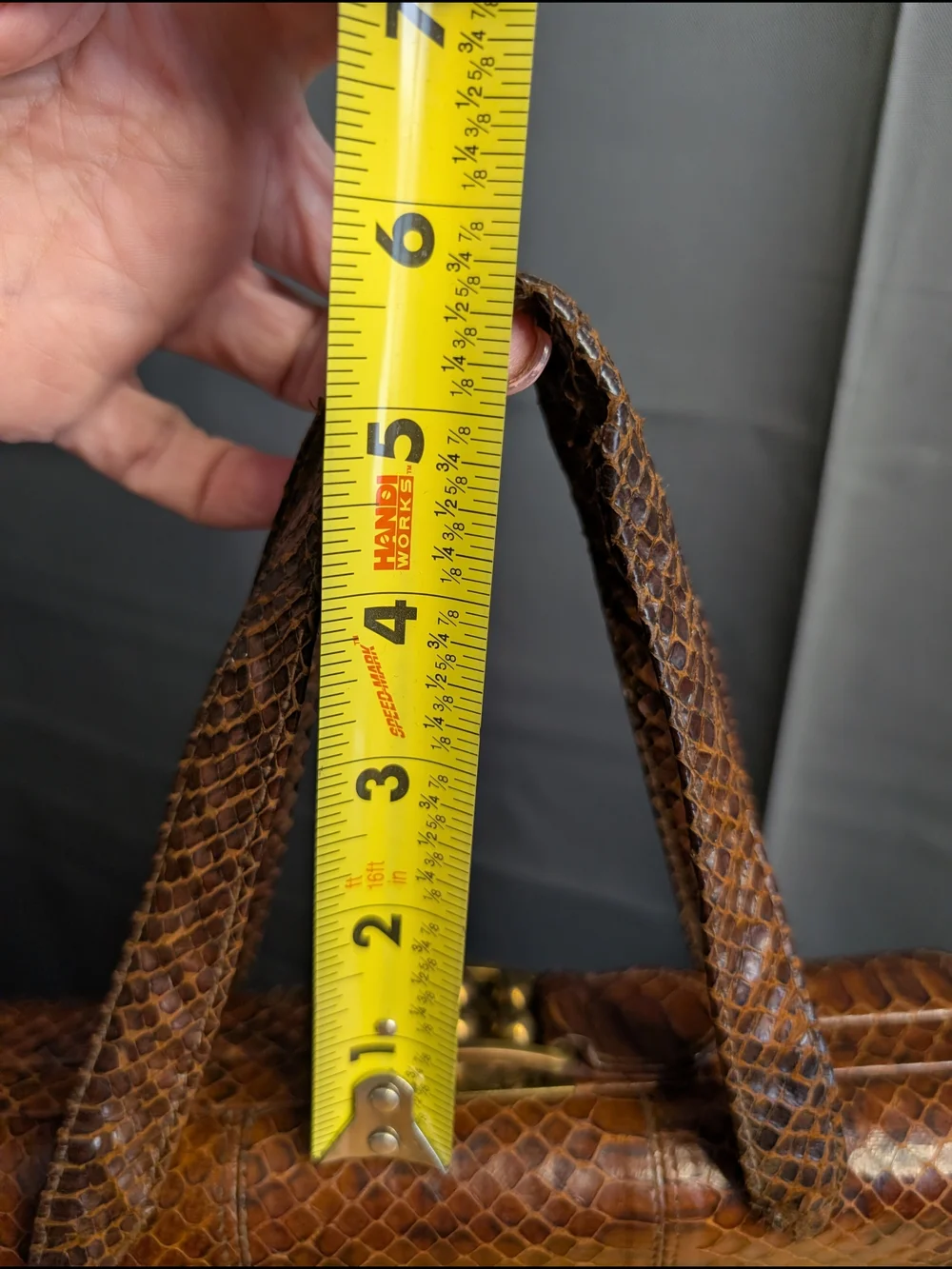 Vintage Ronay Genuine Snakeskin Reptile Leather Handbag Brass Hardware